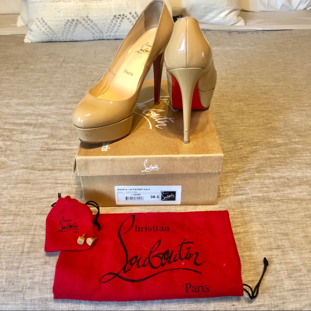 Christian Louboutin Bianca 120 Patent Calf In Nude
